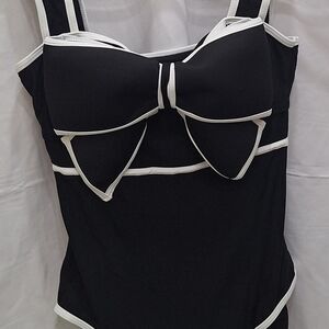 Black and White Bow Swimsuit